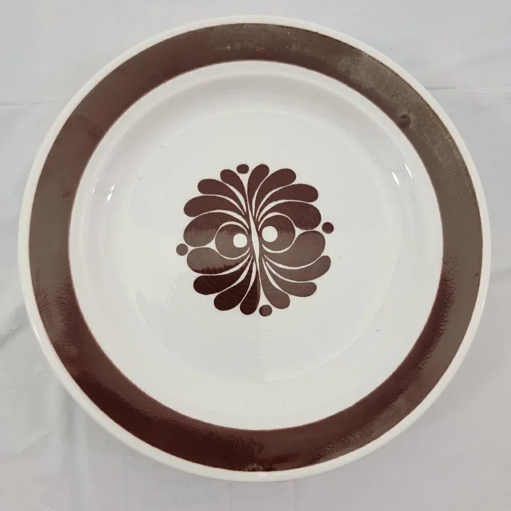Vtg Egersund Norway TANA Brown Retro Appetizer Dessert Bread & Plates – Set of 4